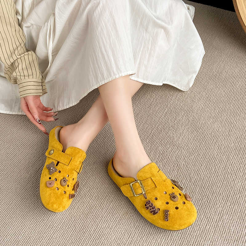 Fashion Backless Round Tip Womans Funny Flip Flops Slippers Sneakers Shoes Brown Sandal Sport Items Fit Brand Name Snow Boots Tenis