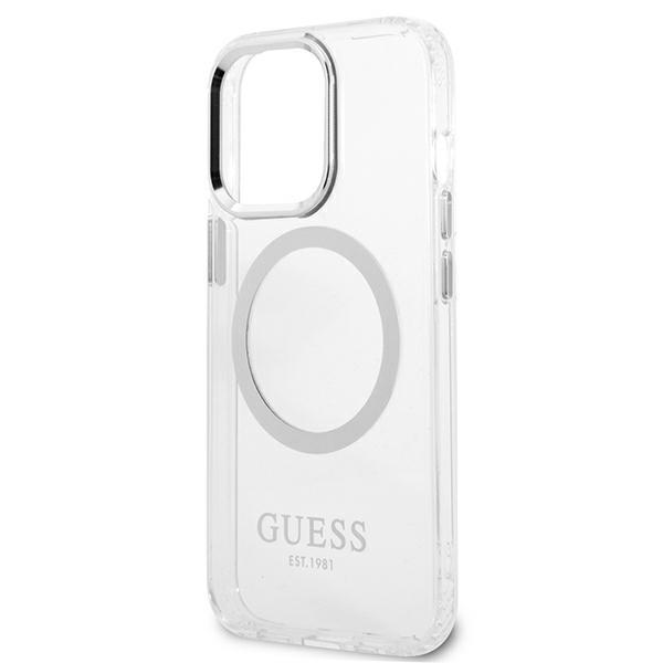 Guess Guhmp13Lhtrms Iphone 13 Pro / 13 6,1 Srebrny/Silver Hard Case Metal Outline Magsafe