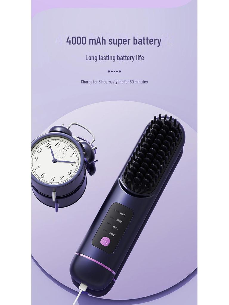 Tragbarer kabelloser Glättkamm mit Verbrühungsschutz und negativen Ionen zur Haarpflege