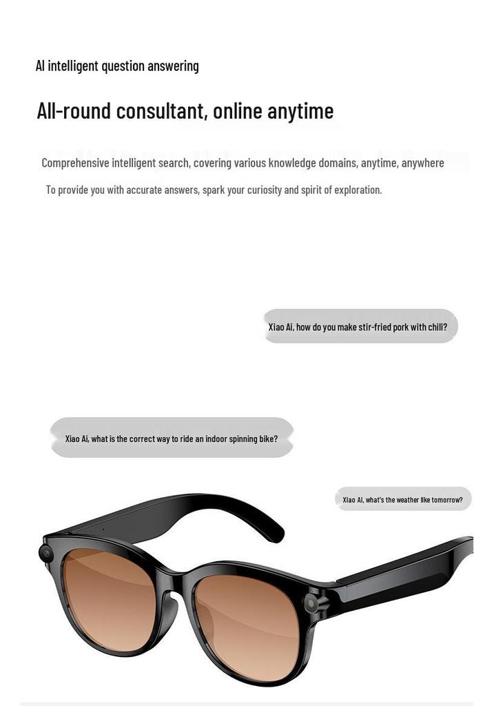 M89 WheatAI Smart Glasses: Bluetooth Calling, 200W Pixel Camera, Anti-shake, AI Translation, Music Playback