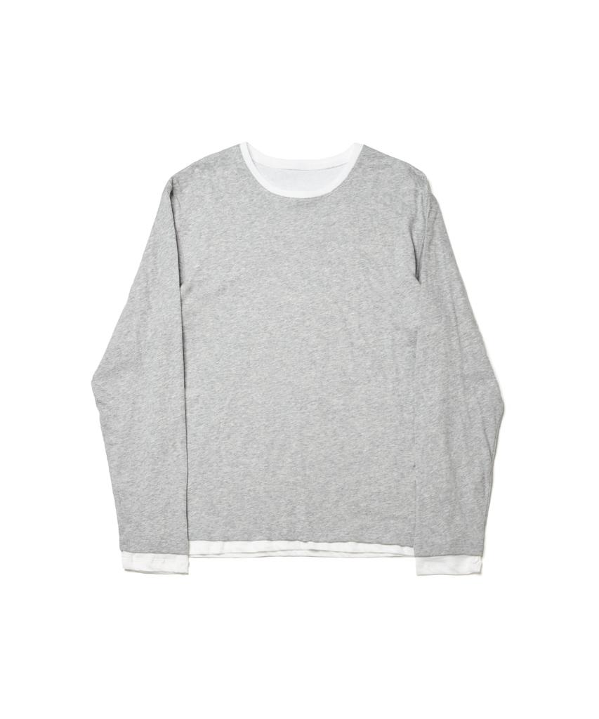 HATCHINGROOM Two Face Ringer Tee M.Grey/White