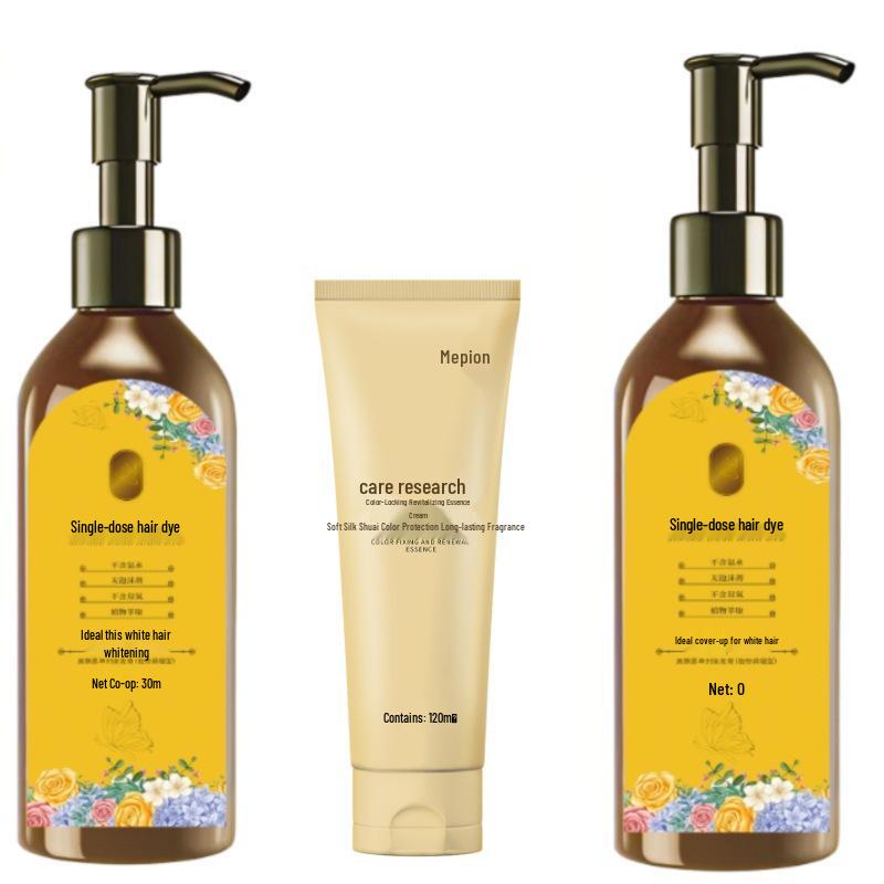 Single-Dose Floral Fragrance Hair Dye Cream - Plant-Based, Non-Staining, and Gray Coverage