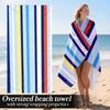 Grande Serviette de Plage Rayée - Serviette de Bain Rayée Colorée Surdimensionnée, Serviette de Voyage Douce à Séchage Rapide et Sans Sable pour Adultes