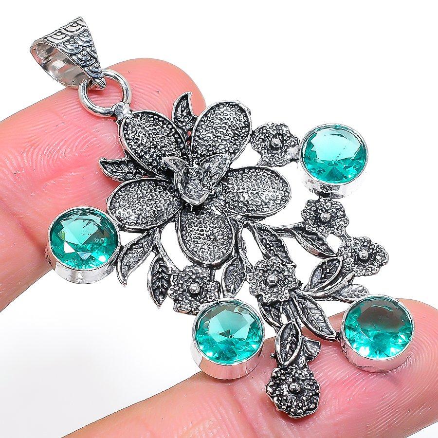 

Green Tourmaline Gemstone Handmade Ethnic Jewelry Pendant 2.36 SR-10734