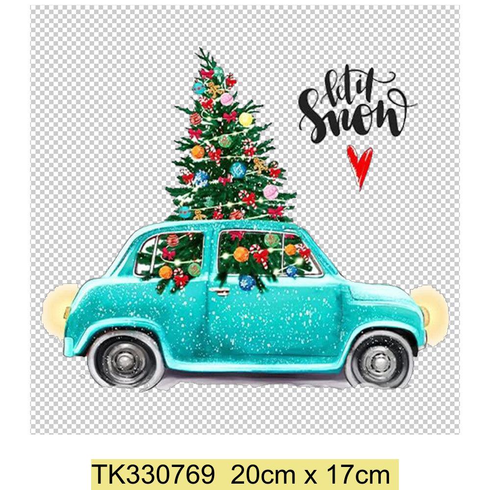 Iron On Christmas Snowmen Santa Claus Christmas Trees  Patch DIY Heat Transfer Tops Appliqued Vinyl Iron On Clothes Stickers