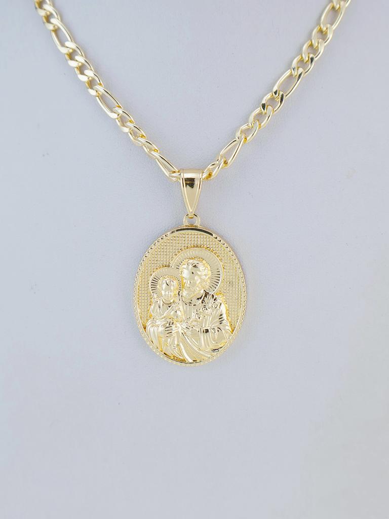 1 Piece 14k Gold Plated Virgin Mary Christ Pendant Necklace St. Jude Joseph Religious Jewelry