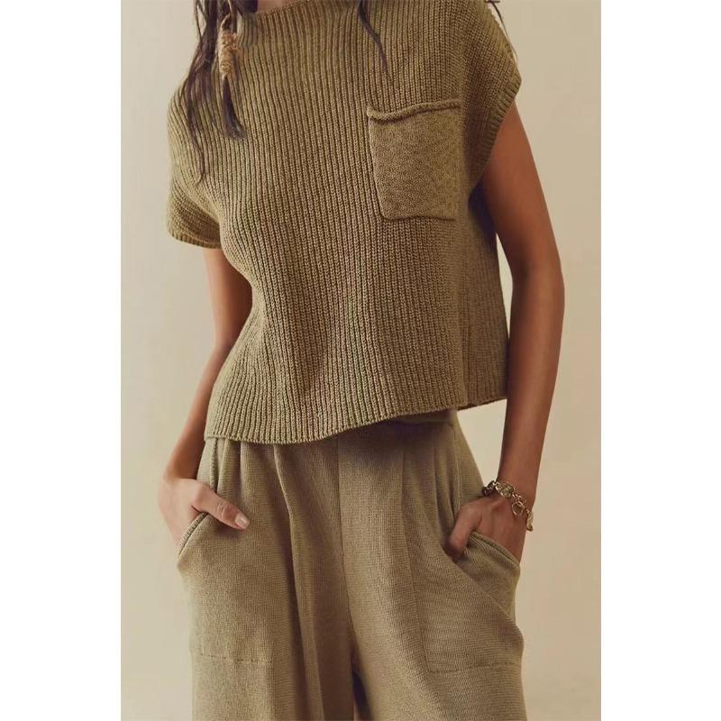 

YYFS Женская мода Повседневный Лето Весна Однотонный Принт Короткий Рукав О-Образным Вырезом Брюки Костюмы XL