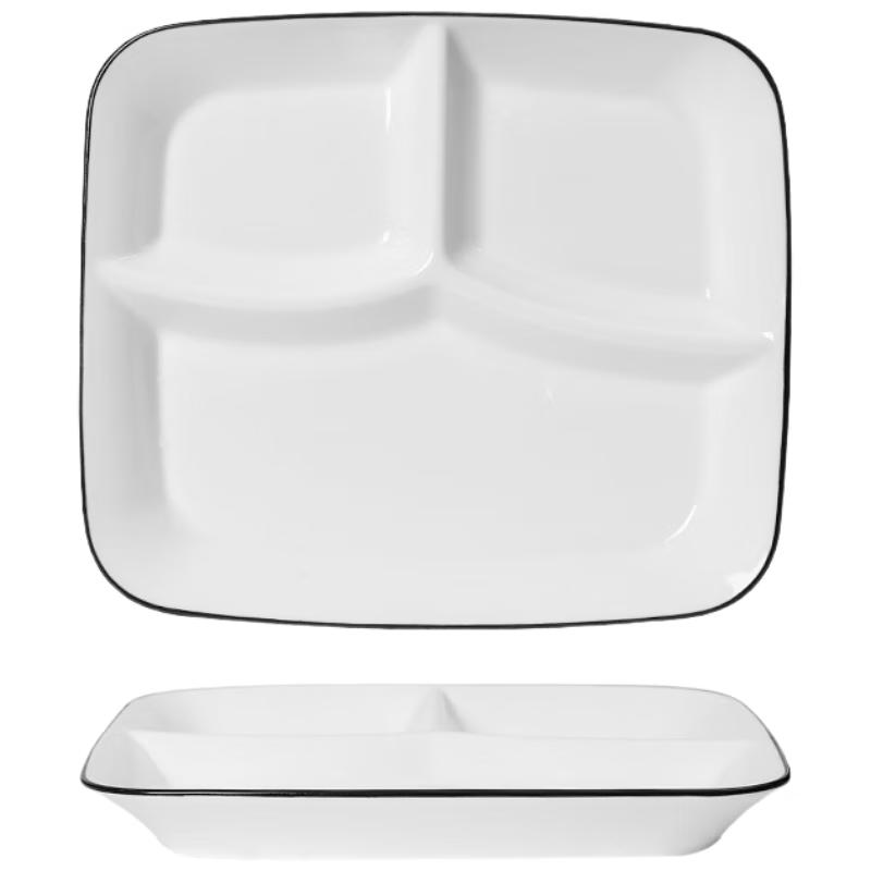 BJ Ceramic 3-Compartment Divided Meal Plate