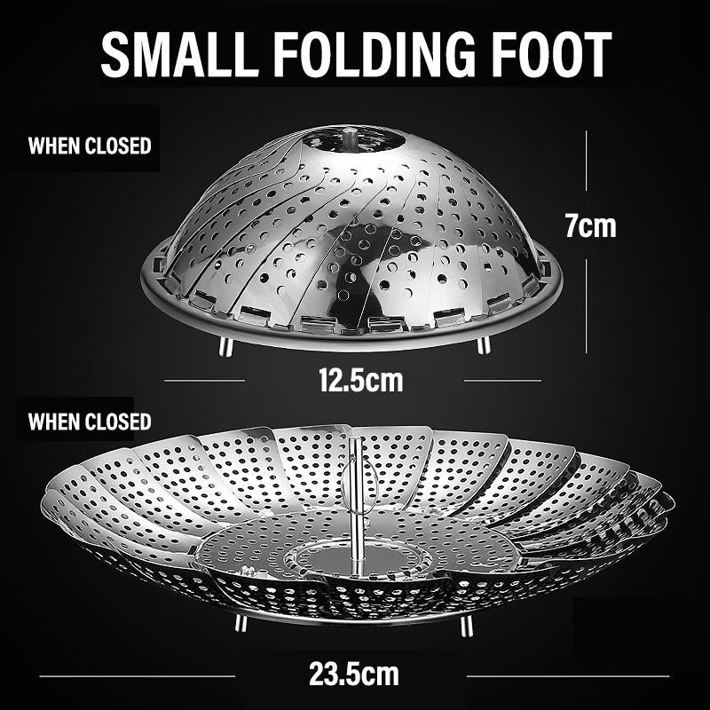Stainless Steel Multifunctional Steamer Plate Folding Dish Retractable Steaming Food Steamer Vegetable Fruit Basket Kitchen Tool