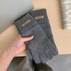 Korean Knitted Cashmere Gloves for Men and Women, Solid Color Labeling In Autumn and Winter, Warm and Cold Protection, Wrist Guard, Sub-finger Leakage