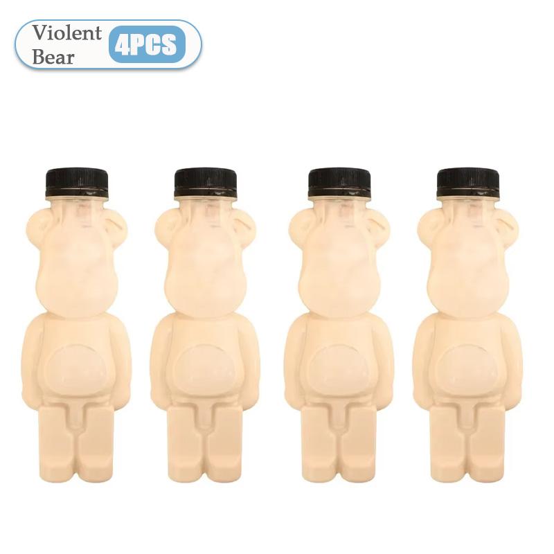 1-10PCS 500ml Violent Bear Milk Tea Bottle Disposable PET Transparent Juice Bottle Cartoon Bear Portable Juice Yogurt Bottle