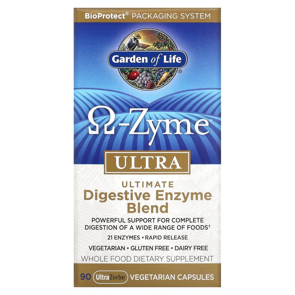 Garden of Life, Omegazyme Ultra, Ultimate Digestive Enzyme Blend, 90 UltraZorbe Veggie Capsules