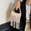 New Straw Floral Decor Bag Bohemian Tassel Beach Bag Women Crochet Fringed Crossbody Ultralight Shoulder Bag