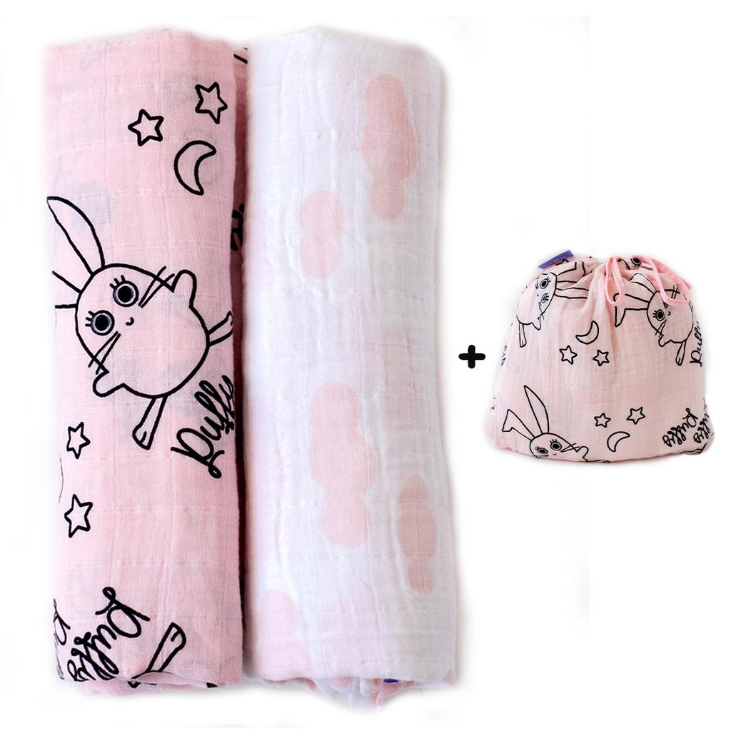 Milk&Moo Set of 2 Chancin Baby Muslin Swaddle Blanket, 100% Cotton, Ultra Soft