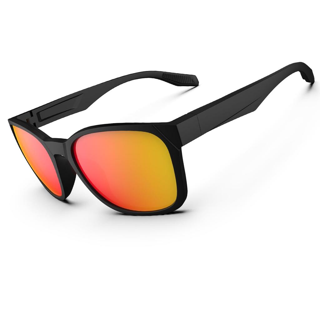 HAAYOT Polarized Sports Sunglasses for Men and Flexible TR90 UV for and Matte Black and Orange Women, Lightweight, Durable, Frame, 100% Protection,
