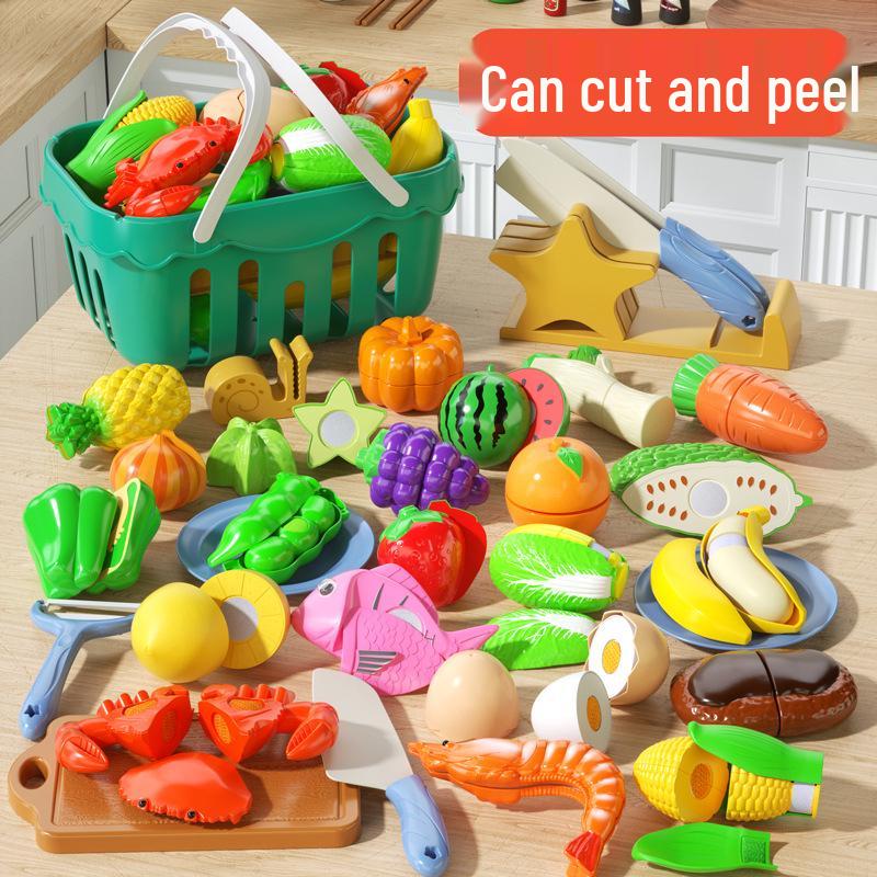 Peelable Pretend Play Fruits & Veggies Set - Fun Kitchen Toy for Children