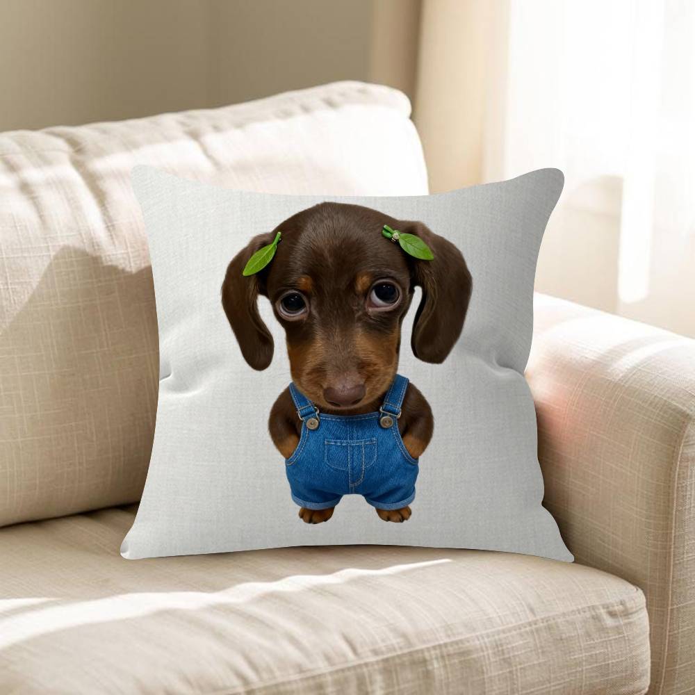 Cute Dachshund Dog Cushion Cover Inches Farmhouse Decor Home Throw Pillow Covers For Couch Decorations
