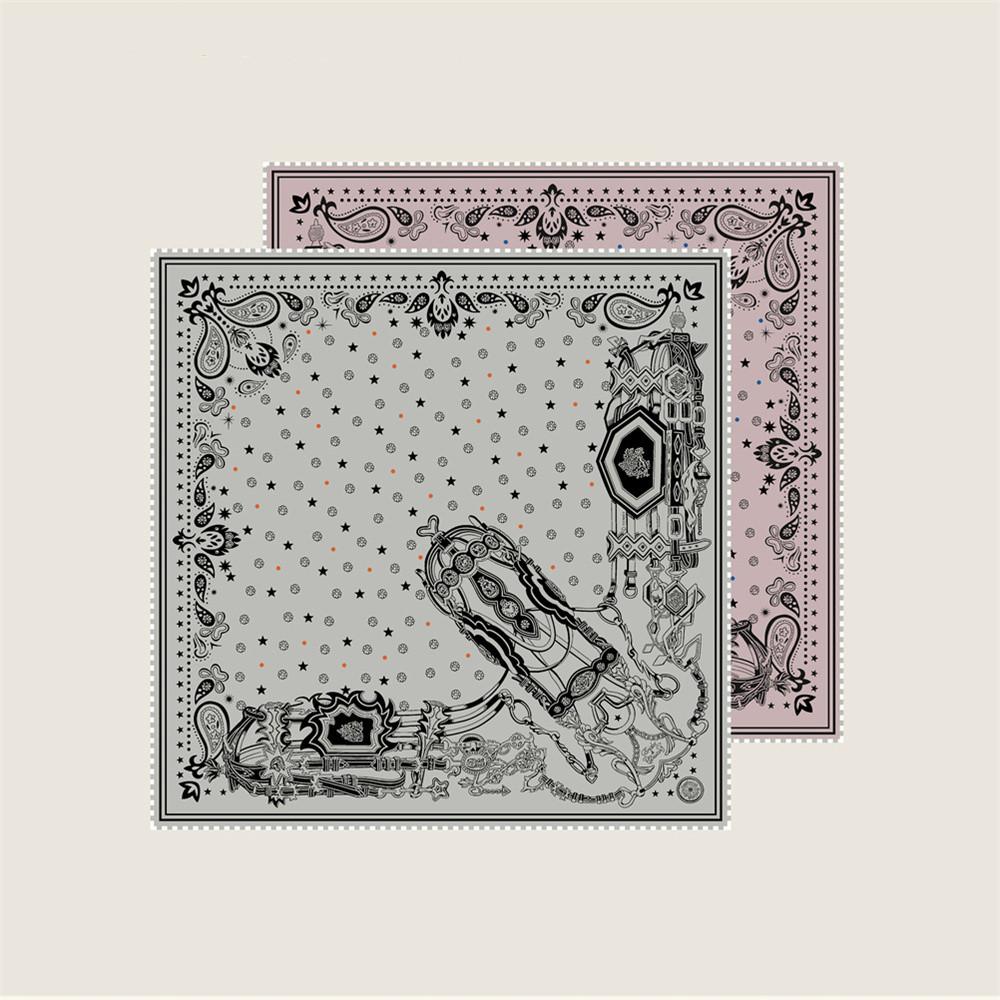 POBING Hand Rolled Twill Silk Scarf Women Dot Cashew Double Side Print Square Scarves Wraps Echarpes Foulards Femme Hijab 53CM