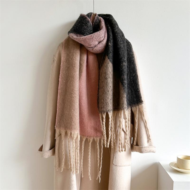 Herbst und Winter Europäischer und Amerikanischer Stil Imitation Kaschmir Klassisch Geometrisch Quaste Verdickt und Verlängert Vielseitiger Outdoor-Schal