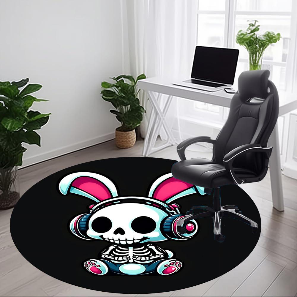 1pc Bunny Beats Office Round Area Rug, Under Office Chairs Bedroom Living Room Home Decor, Room Deco, Available in Various Sizes