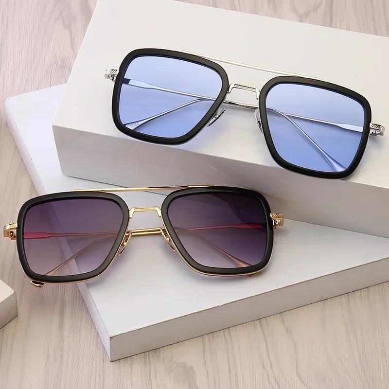 Luxury Square Sunglasses Men Women Brand Designer Retro Alloy Frame Big Sun Glasses Vintage Gradient Male Female Oculos Feminino