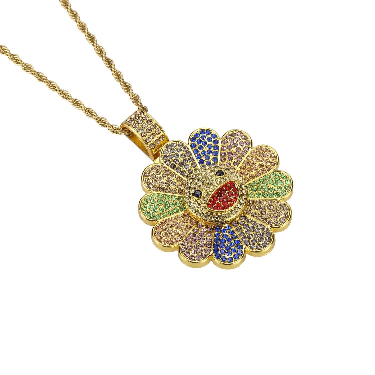 

Takashi Murakami Sunflower Necklace: Trendy Unisex Rotating Sweater Chain