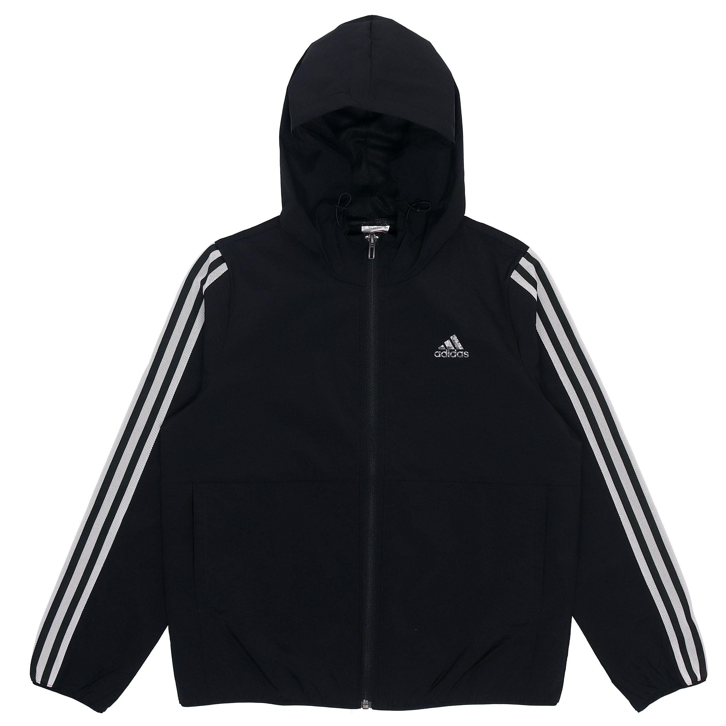 (WMNS) adidas Classic Stripe Woven Hooded Jacket Black Women s GQ0596 S