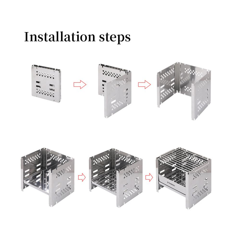 Venkovní nerezový gril Nastavitelný stojan na sporák a gril Přenosný sporák na dřevo