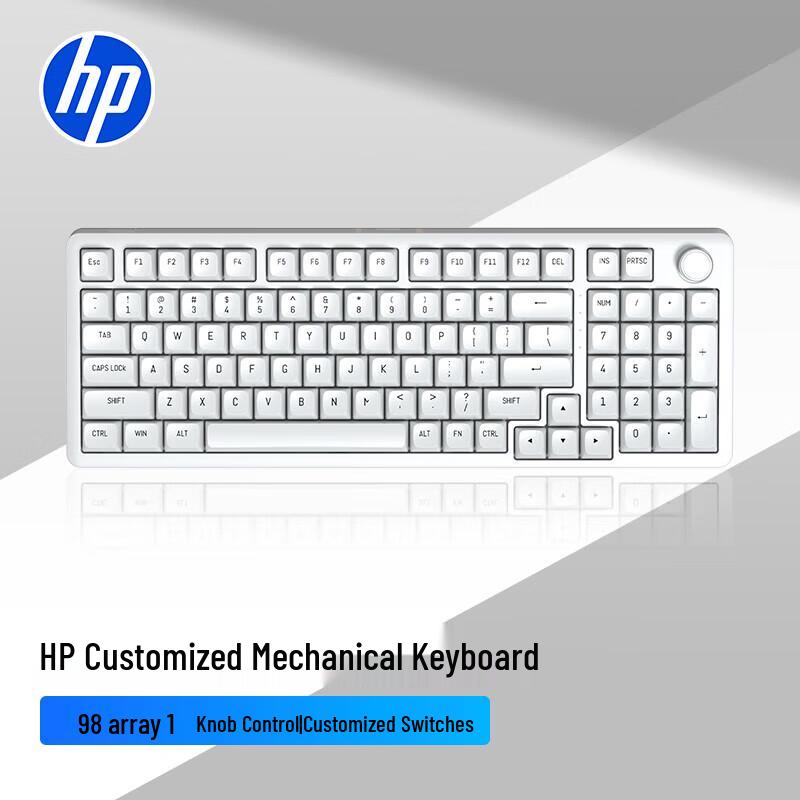 

HP 98-Key Hot-Swappable Custom Mechanical Keyboard with Knob