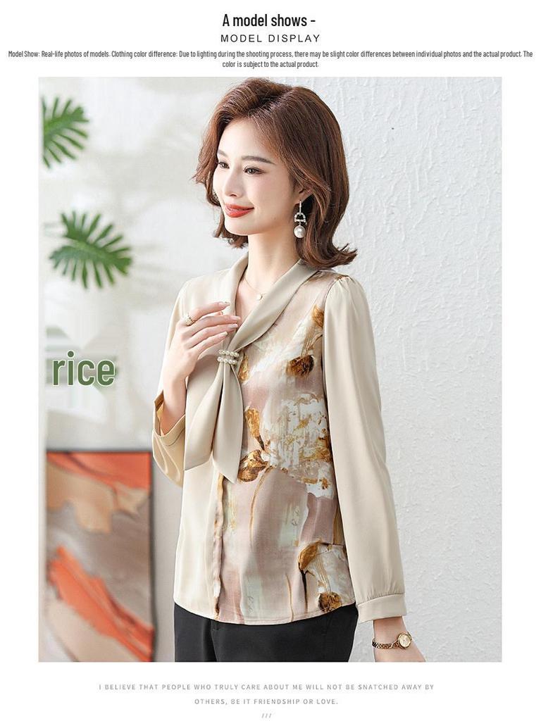 2025 Chic Chiffon Blouse for Middle-Aged & Elderly Women - Stylish Spring/Summer Base Layer Top