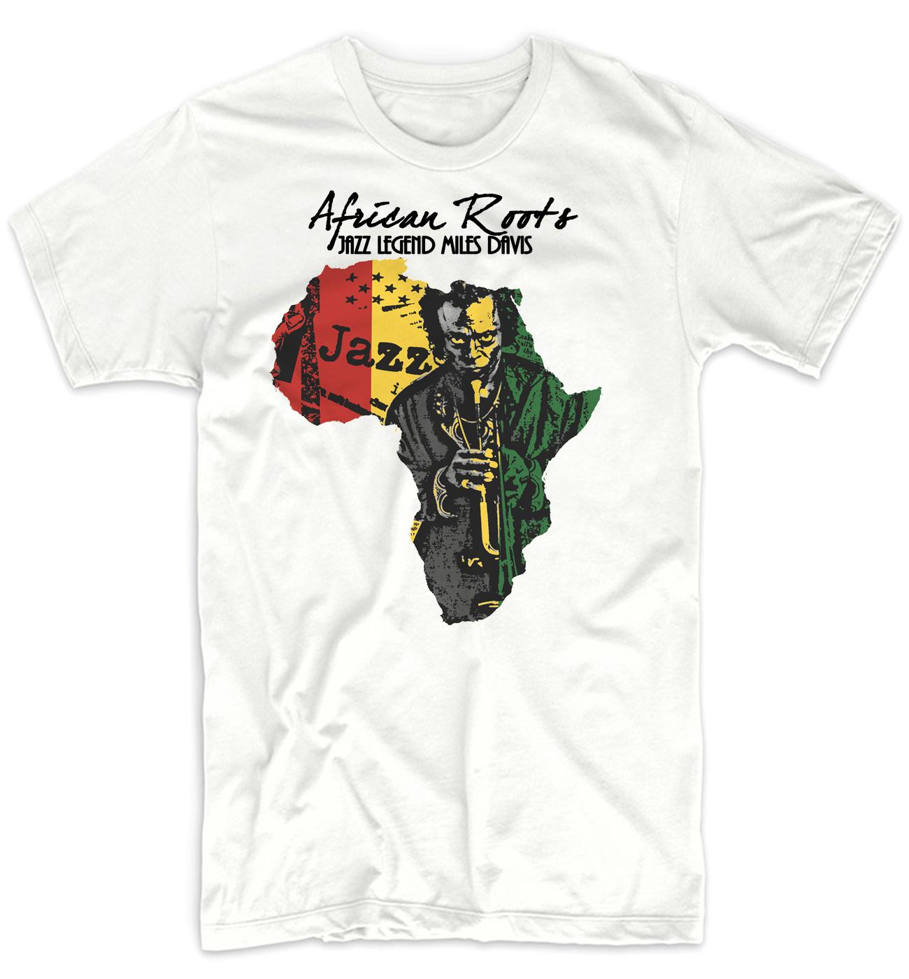 Africa T-Shirt African Map Black History Rastafari Reggae Cotton MILES DAVIS S