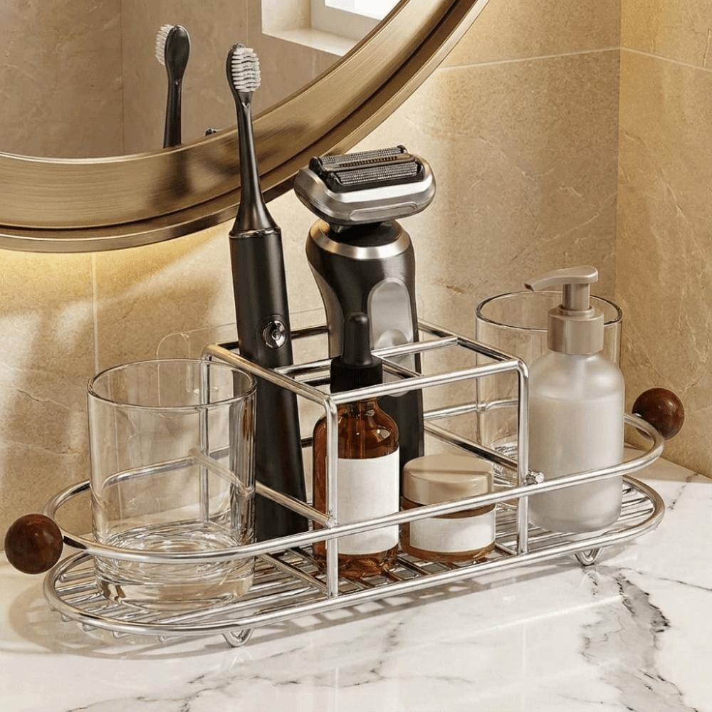 Waterproof Toothbrush Holder Stainless Steel Cutlery Storage Rack for Bathroom