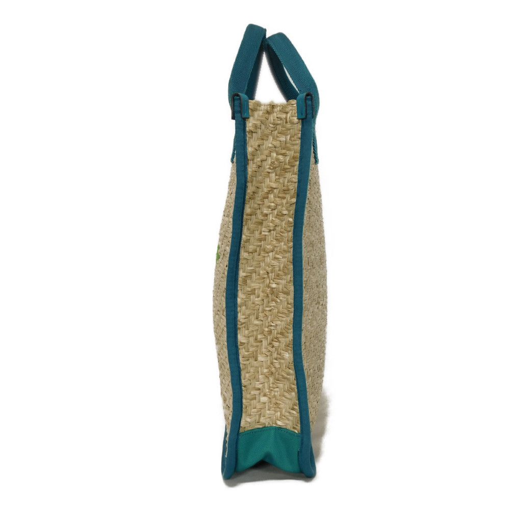 Used 9539 ME MYSELF & I Tote Bag 605831 7924 Emerald Green TIFFANY & Co. Blue Green White Logo Straw Natural Kids from