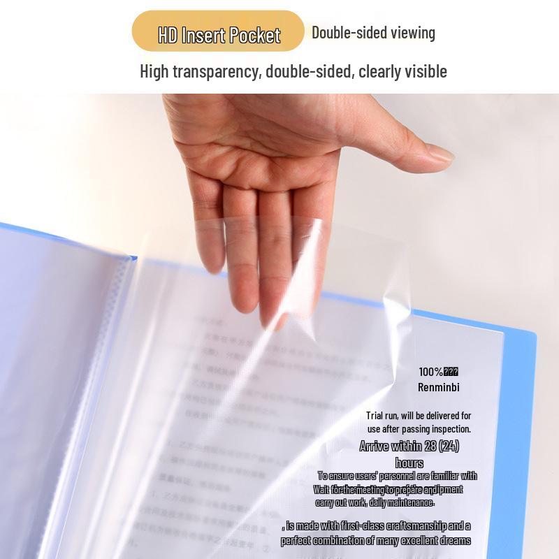 A4 Document Binder with Colored Paper Clips - Transparent Loose-Leaf Organizer for Students and Office Use