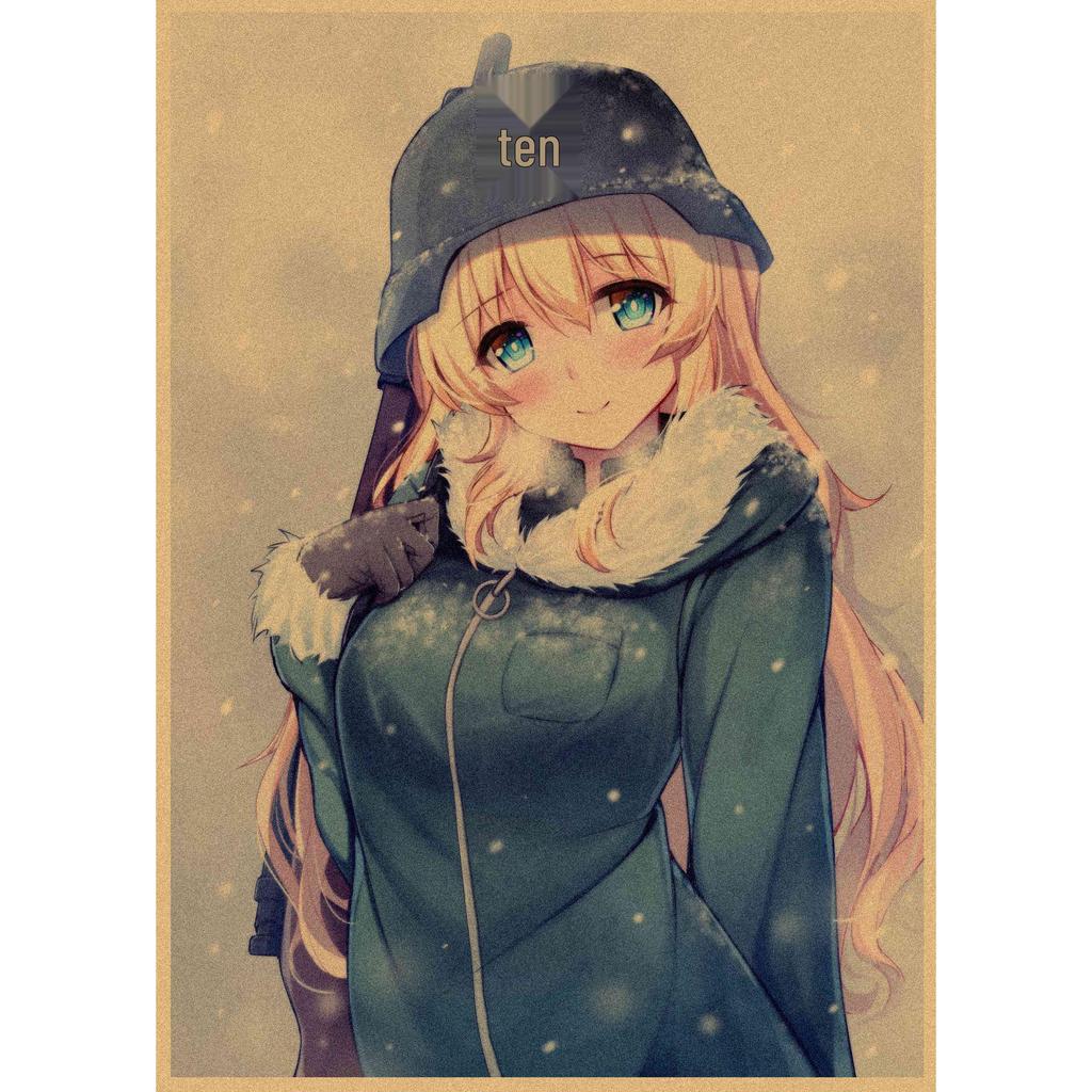 Retro Japanese Anime Girl Journey Poster - Kraft Paper Decorative Wall Art