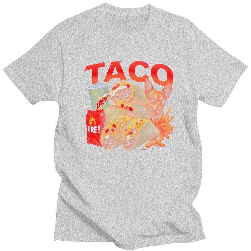 Mens Taco Bell Meme Dog T Shirt Round Neck Pure Cotton Short Sleeve Tee Shirt Casual Loose Oversized Summer Tyle Clothing