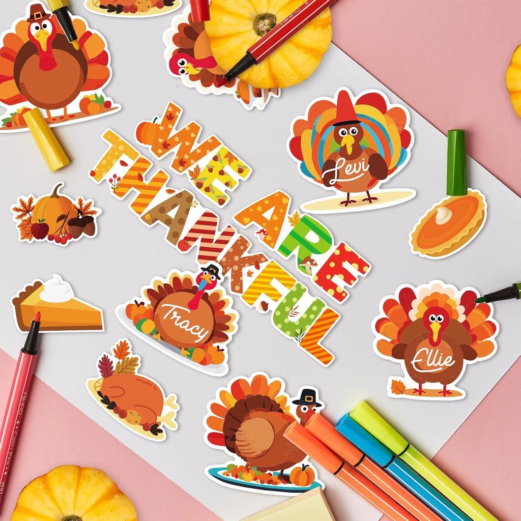 Fancy Land Thanksgiving Bulletin Board Decorations for Classroom Turkey Fall Pumpkin Cutouts Set for Autumn Harvest School Chalkboard Wall Door Decor