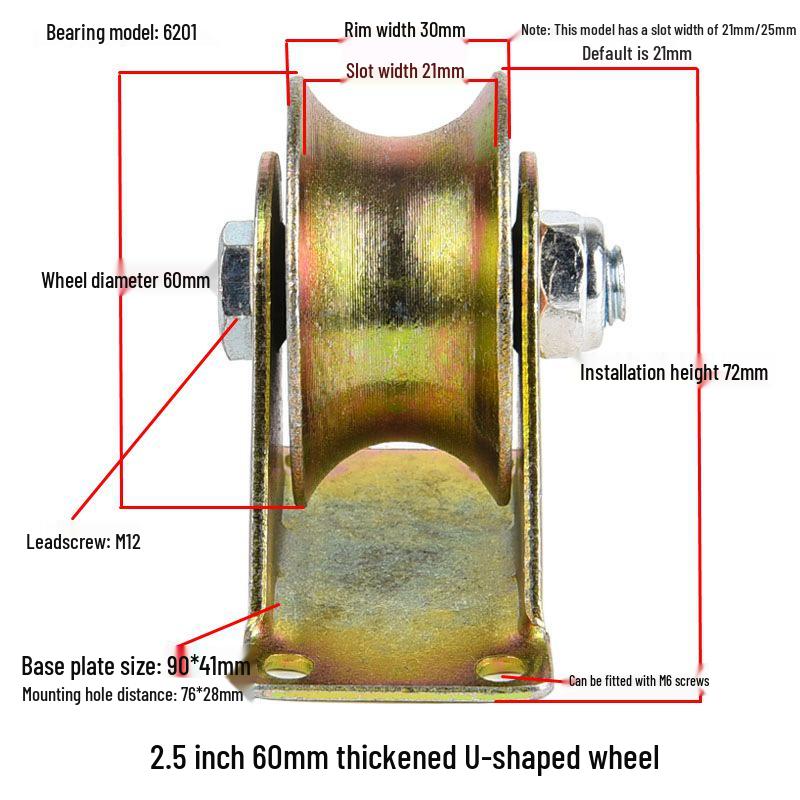V, U, and H-Type Track Pulleys: Sliding Door V-Groove Wheels with Bracket