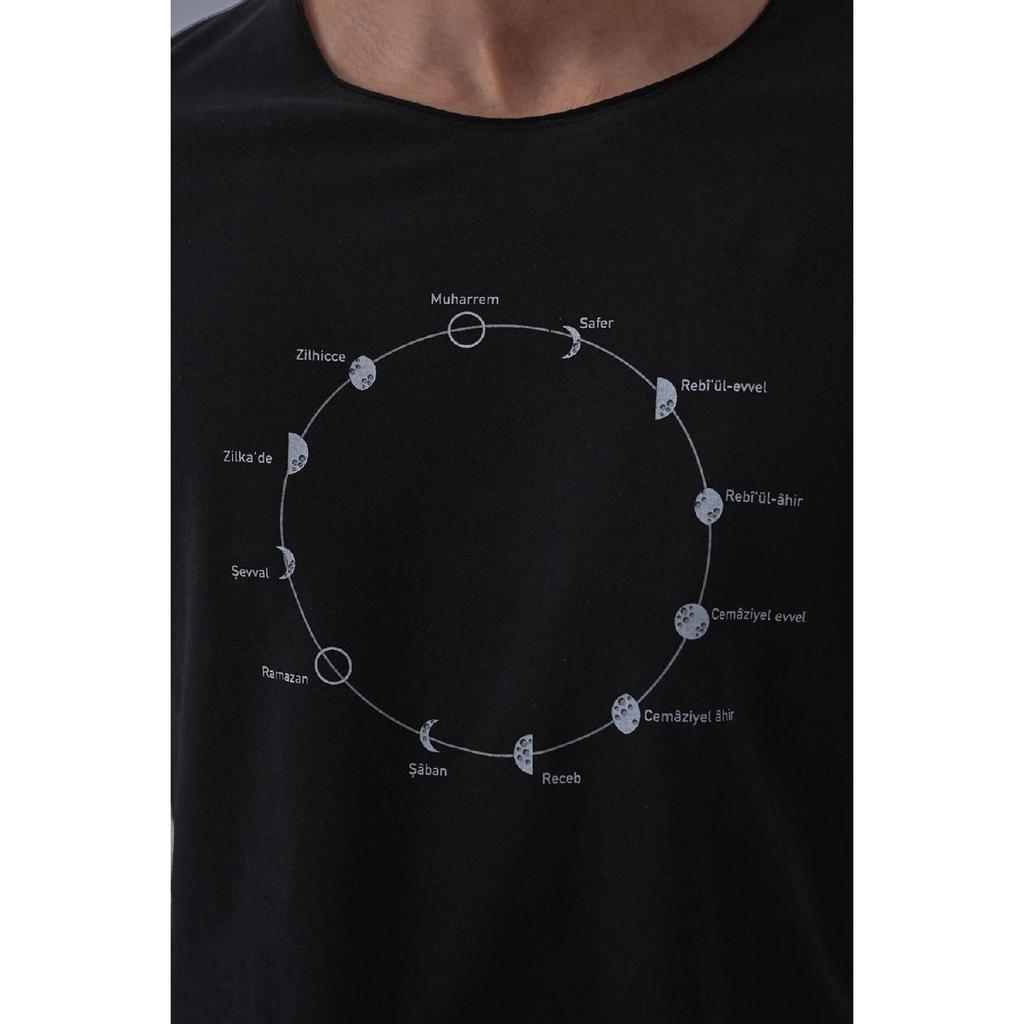 Hijri Calendar Design Cotton Black T-shirt