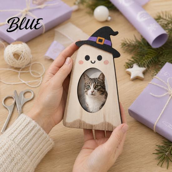 Flexible Halloween Tabletop Frame Wooden Photo Frame Pumpkin/Ghost Picture for Wall Solid Wood Holiday Hanging or Desktop Display Personalized Home
