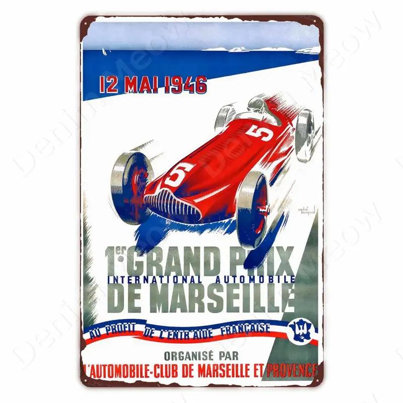 Monaco Grand Prix Vintage Metal Sign, Car Racing Tin Plaque, Motorcycle Retro Poster For Bar, Man Cave, Home, Autos Wall Decor