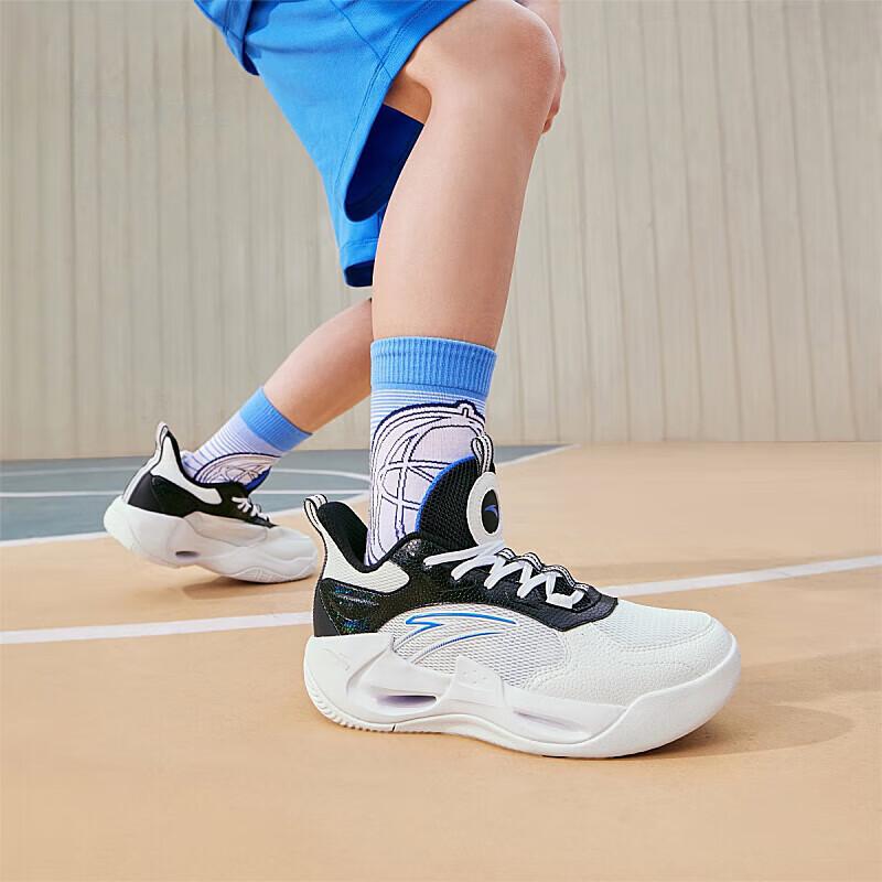 Anta Kids Airflow Comfortable Versatile Shock Absorbing Durable Low Top Basketball Shoes Kids Sneaker White Black A312421104-3