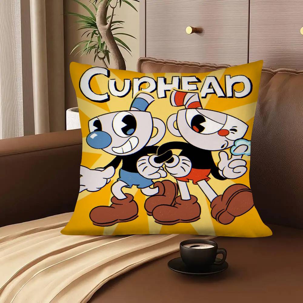 1Pc Popular Animation C-Cuphead S-Show Pillow Case Fashion Square Pillowcase Bedroom Sofa Room Ins Decoration Leisure