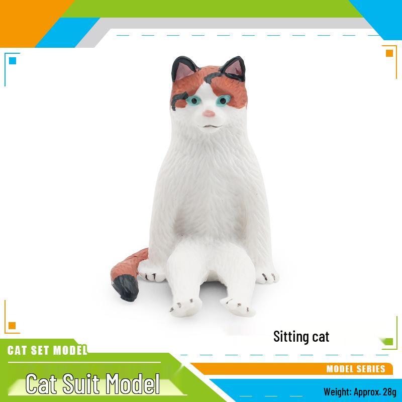 Children's Black and White Kitten Simulation Set - Toy Cat Figurine