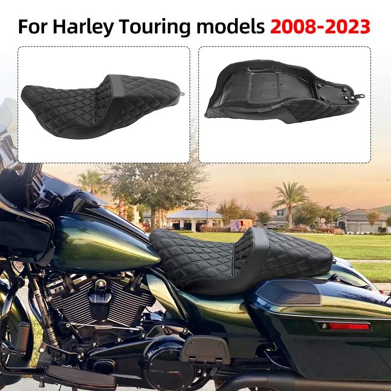 Motorcycle Front Driver Two-up Seat Cushion Rear Passenger For Harley Touring CVO Road King Electra Glide Ultra Limited 08-23