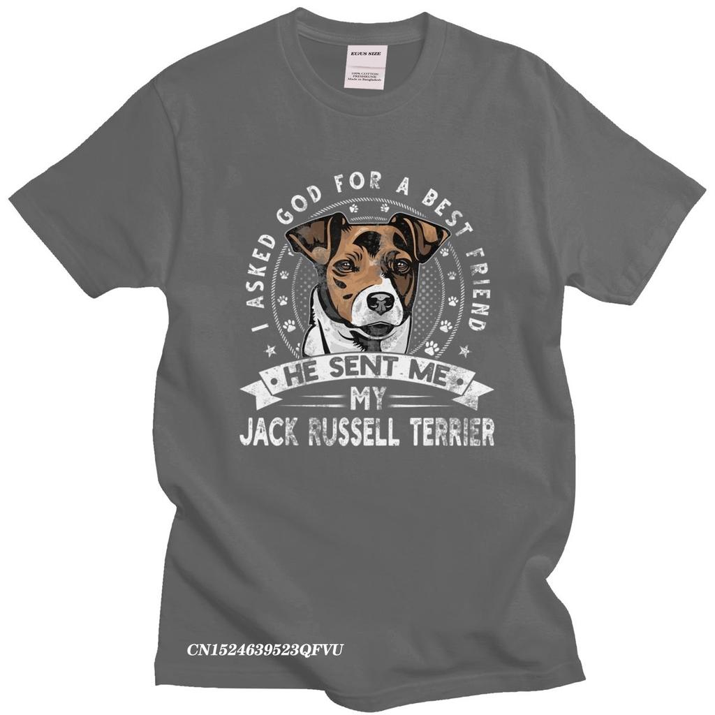 Grunge Style Jack Russell Terrier Men Camisas Men Casual Dog Friend Tshirt Distressed Print Premium Cotton Tee Camisas