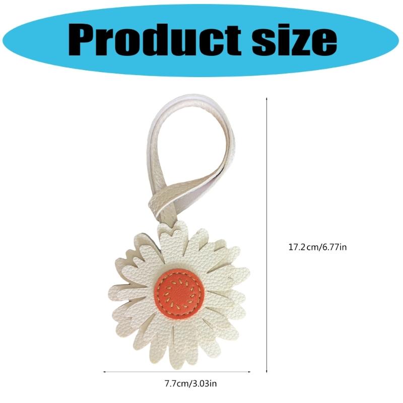 Handmade Daisy Keychain for Bags And Keys Crafted from PU Leather With Sturdy Designs