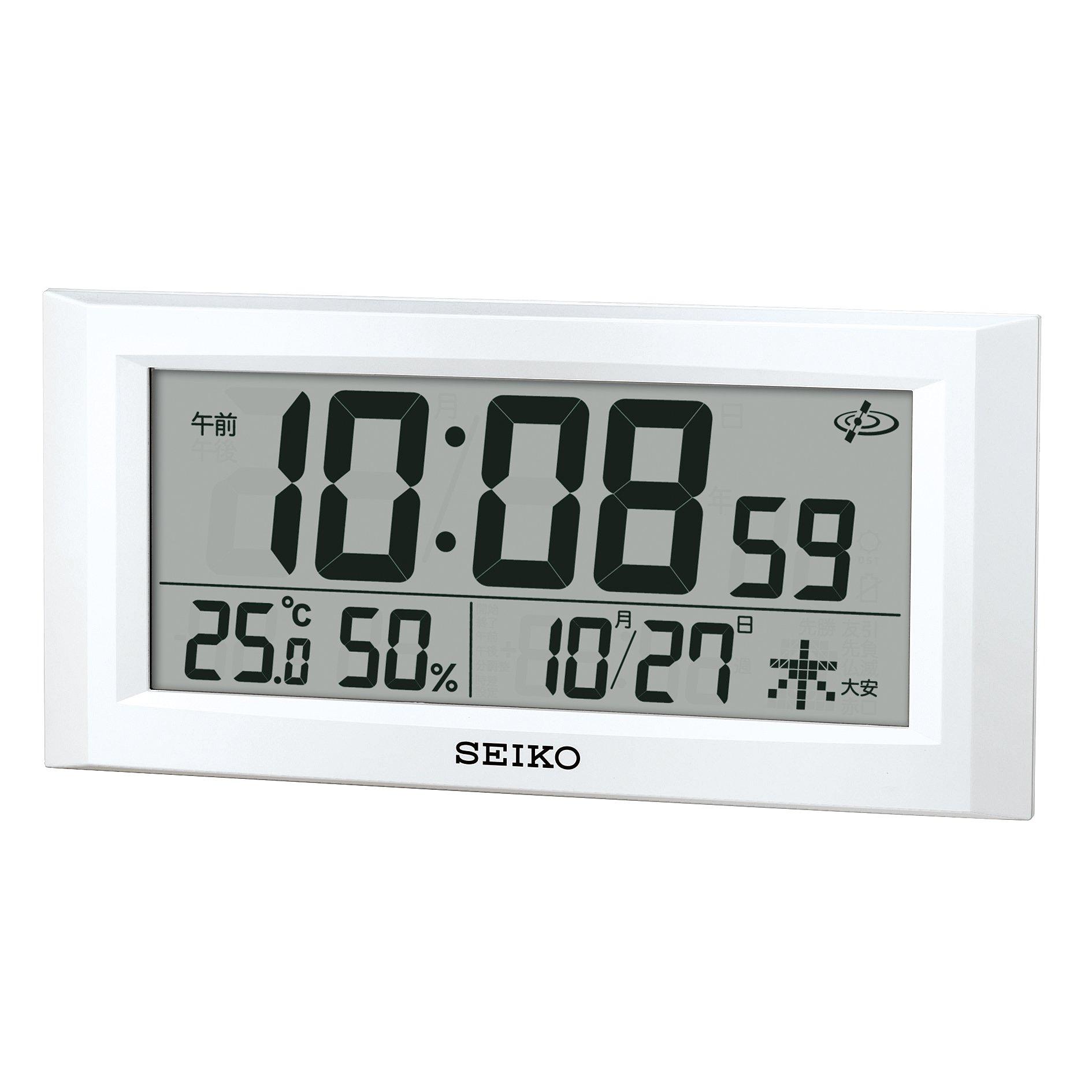 

Seiko Clock GP502W Wall Clock Radio Wave Digital Temperature Humidity White Pearl - Clock/Desk (Satellite Calendar, & Display) -