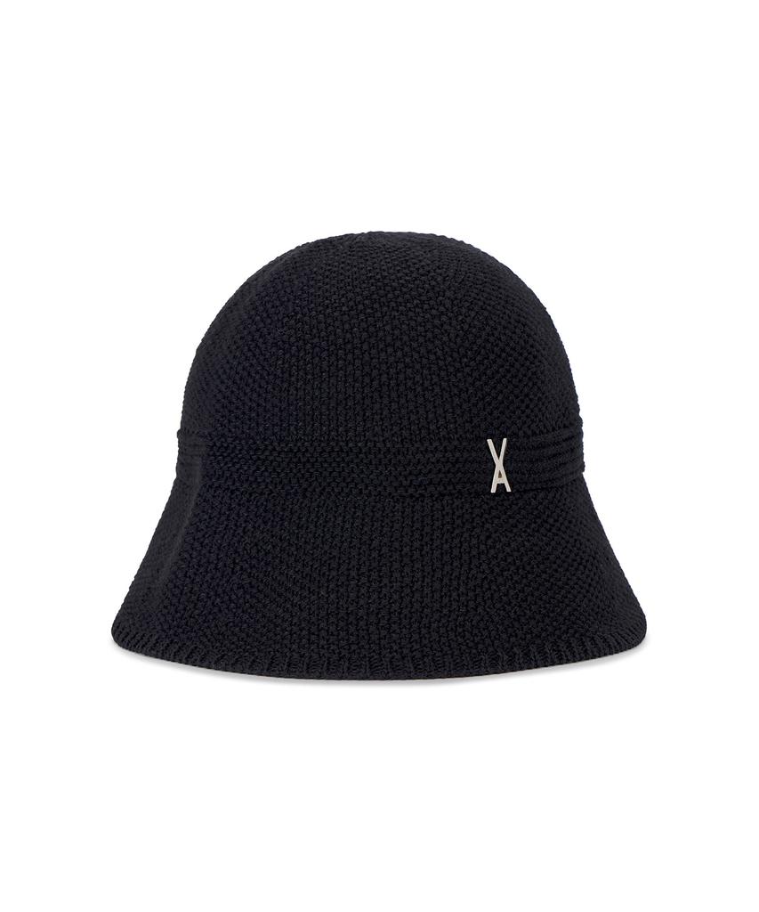 Bajal Studded Logo Summer Knit Bucket Hat Black