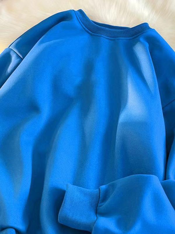 Men's and Women's Autumn/Winter Plus Velvet Solid Color Thick Loose Hoodie, 380g, 2023.